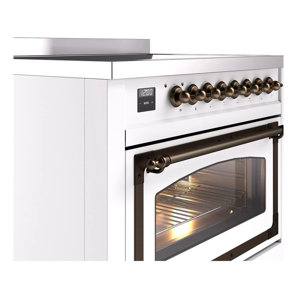 Ilve UNI366NMPWHB Ilve Uni366Nmpwhb Nostalgie Ii Noblesse 36" Induction Range (Triple Glass Door, White, Burnished) - Image 5