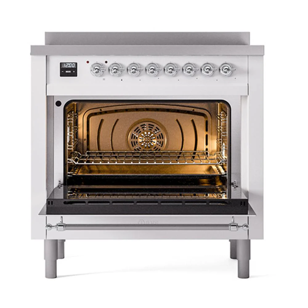 Ilve UNI366NMPWHC Ilve Uni366Nmpwhc Nostalgie Ii Noblesse 36" Induction Range (Triple Glass Door, White, Chrome) - Image 3
