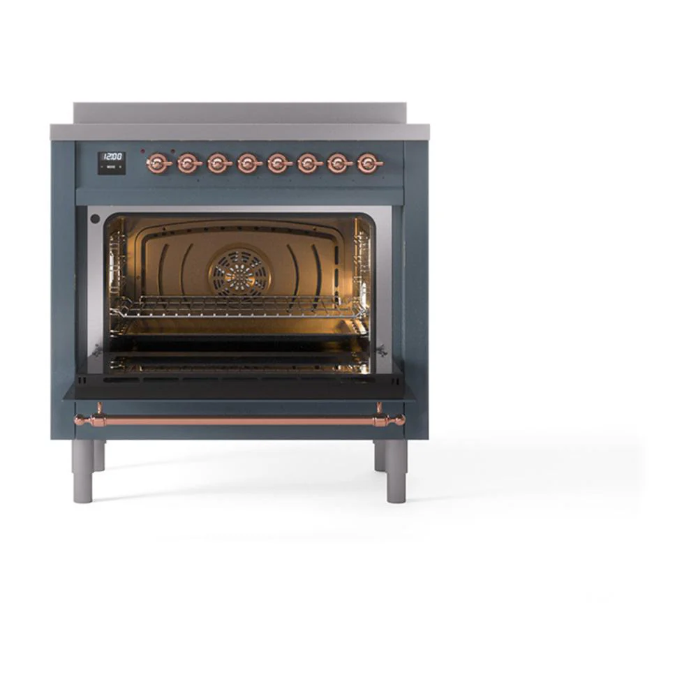 Ilve UNI366QNMPBGP Ilve Uni366Qnmpbgp Nostalgie Ii Noblesse 36" Induction Range (Solid Door, Blue Grey, Copper) - Image 2