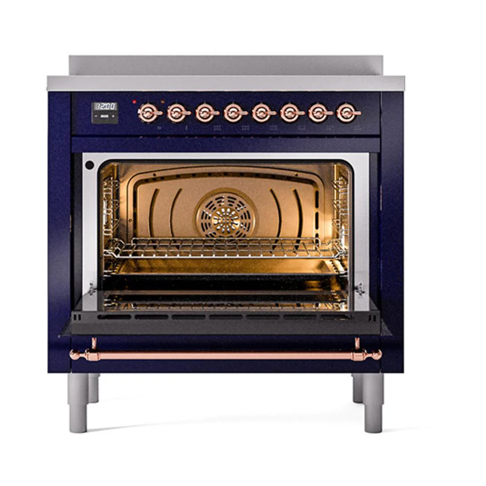 Ilve UNI366QNMPMBP Ilve Uni366Qnmpmbp Nostalgie Ii Noblesse 36" Induction Range (Solid Door, Midnight Blue, Copper) - Image 2