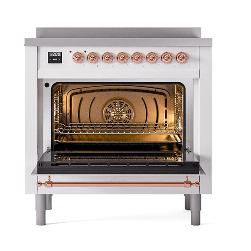 Ilve UNI366QNMPWHP Ilve Uni366Qnmpwhp Nostalgie Ii Noblesse 36" Induction Range (Solid Door, White, Copper) - Image 2