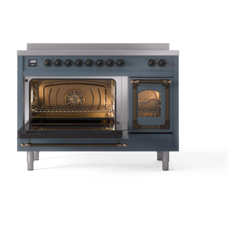 Ilve UNI486NMPBGB Ilve Uni486Nmpbgb Nostalgie Ii Noblesse 48" Induction Range (Triple Glass Door, Blue Grey, Burnished) - Image 4