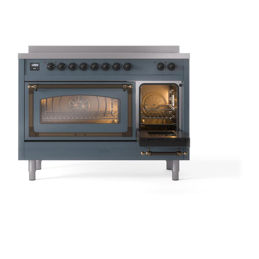 Ilve UNI486NMPBGB Ilve Uni486Nmpbgb Nostalgie Ii Noblesse 48" Induction Range (Triple Glass Door, Blue Grey, Burnished) - Image 5