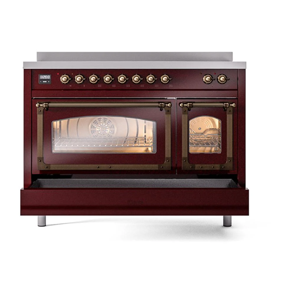 Ilve UNI486NMPBUB Ilve Uni486Nmpbub Nostalgie Ii Noblesse 48" Induction Range (Triple Glass Door, Burgundy, Burnished) - Image 6