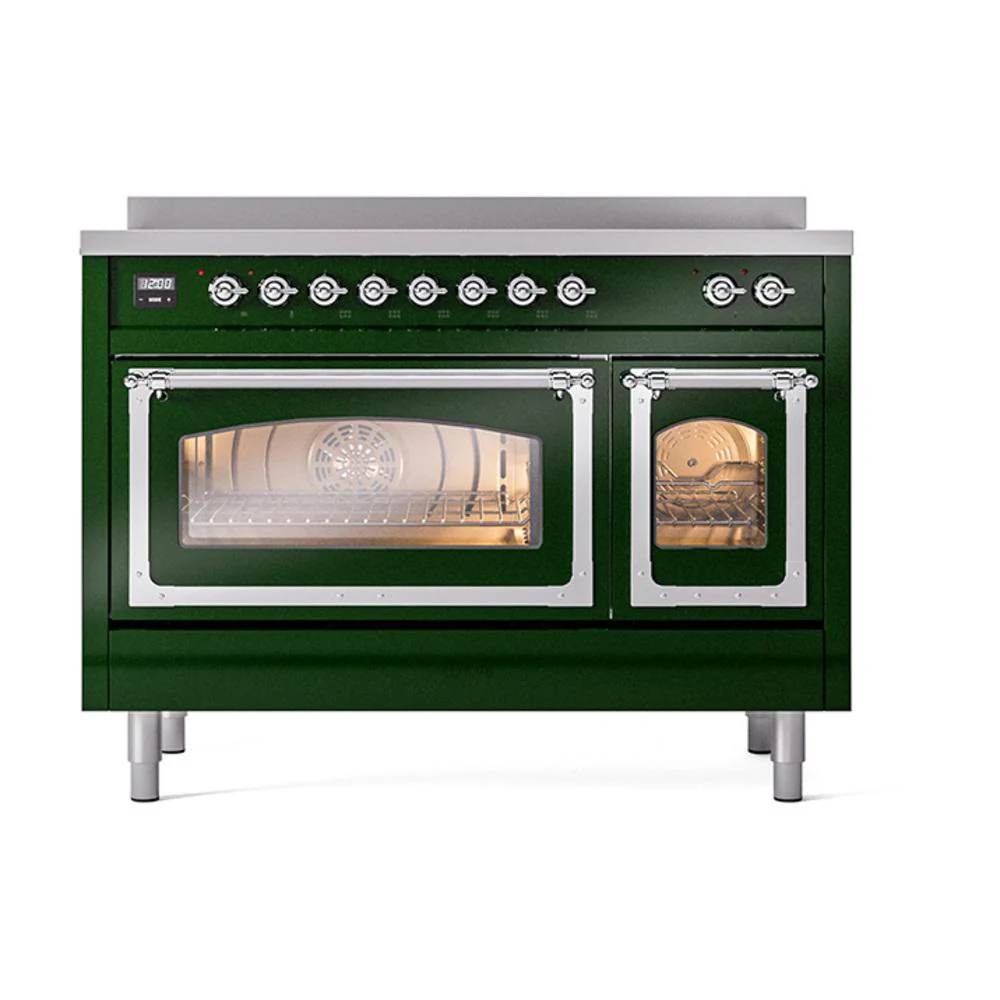 Ilve UNI486NMPEGC Ilve Uni486Nmpegc Nostalgie Ii Noblesse 48" Induction Range (Triple Glass Door, Emerald Green, Chrome) - Image 2