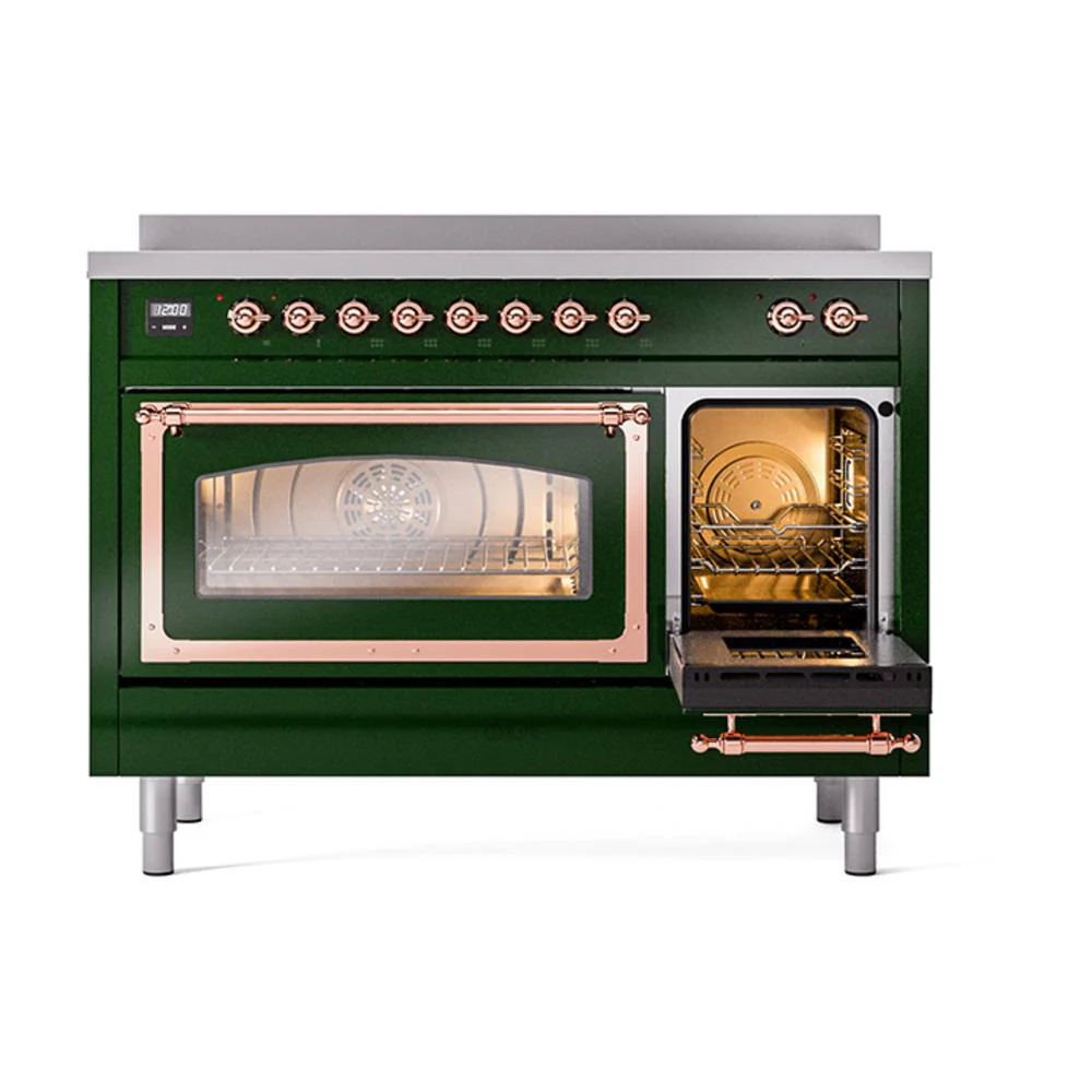 Ilve UNI486NMPEGP Ilve Uni486Nmpegp Nostalgie Ii Noblesse 48" Induction Range (Triple Glass Door, Emerald Green, Copper) - Image 5