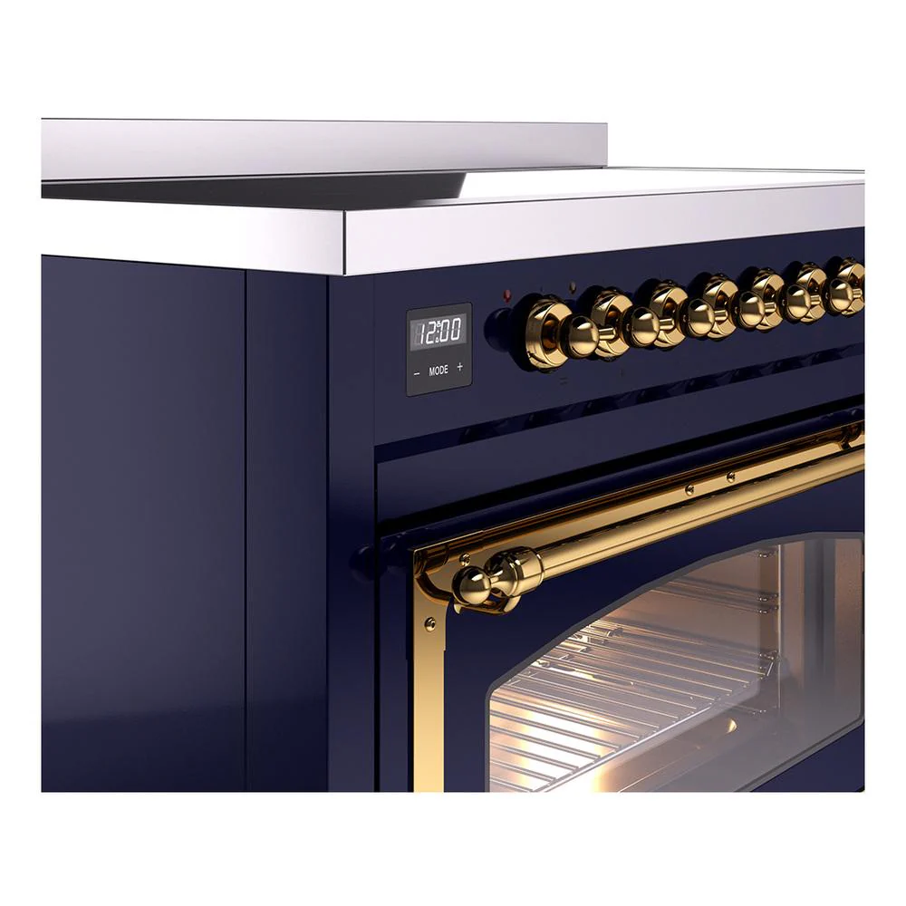 Ilve UNI486NMPMBG Ilve Uni486Nmpmbg Nostalgie Ii Noblesse 48" Induction Range (Triple Glass Door, Midnight Blue, Brass) - Image 7