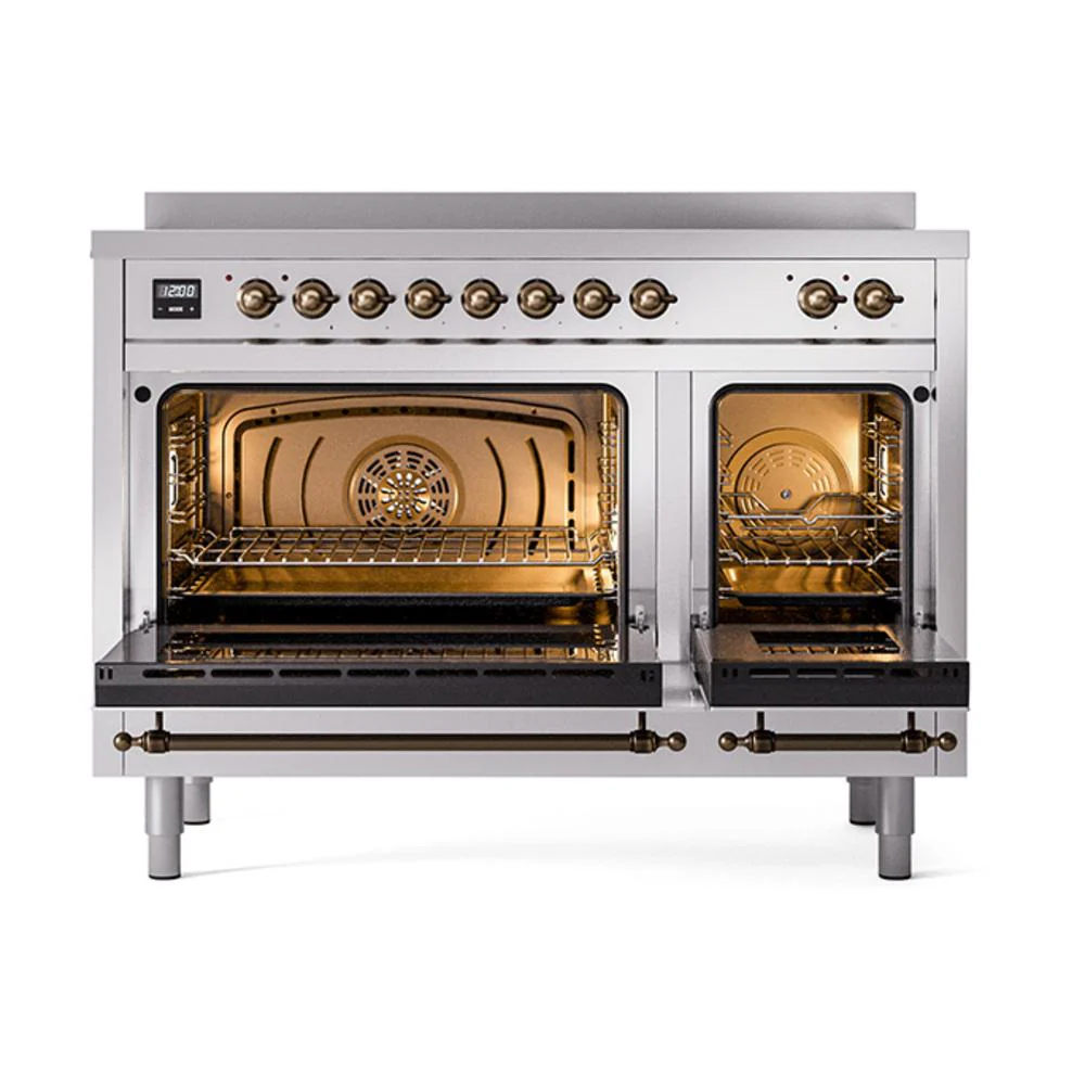 Ilve UNI486NMPSSB Ilve Uni486Nmpssb Nostalgie Ii Noblesse 48" Induction Range (Triple Glass Door, Stainless Steel, Burnished) - Image 3