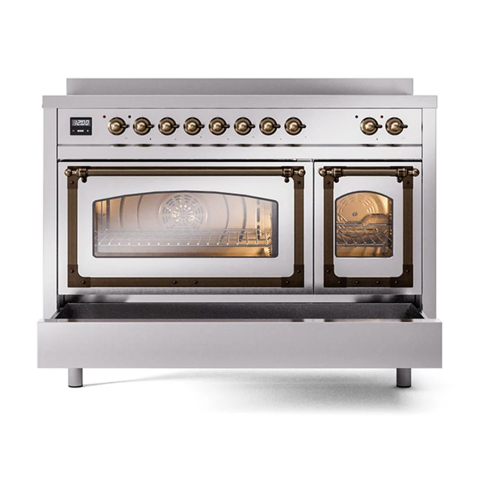 Ilve UNI486NMPSSB Ilve Uni486Nmpssb Nostalgie Ii Noblesse 48" Induction Range (Triple Glass Door, Stainless Steel, Burnished) - Image 6