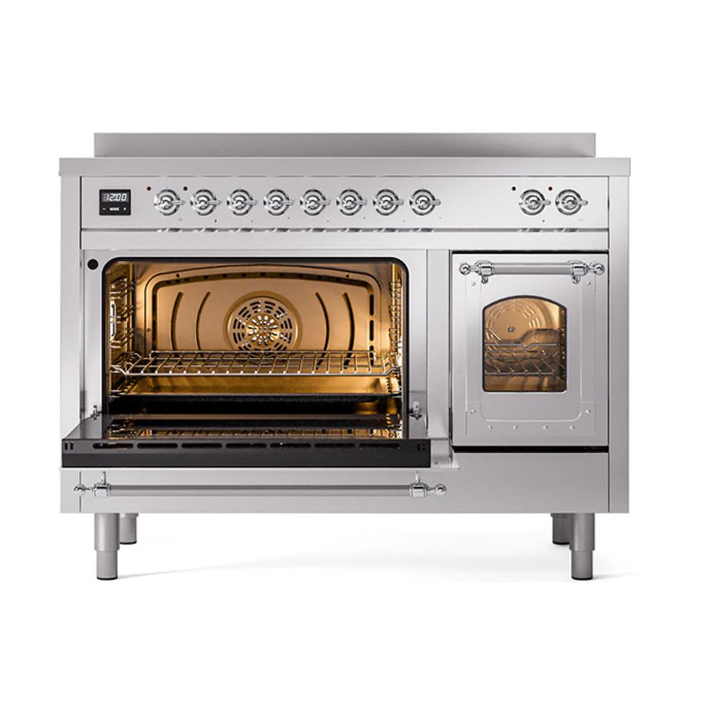 Ilve UNI486NMPSSC Ilve Uni486Nmpssc Nostalgie Ii Noblesse 48" Induction Range (Triple Glass Door, Stainless Steel, Chrome) - Image 4