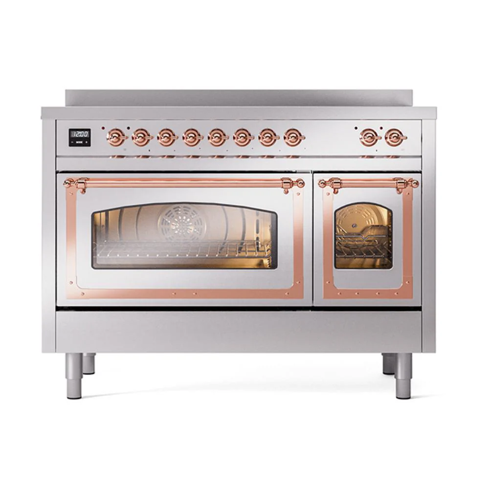 Ilve UNI486NMPSSP Ilve Uni486Nmpssp Nostalgie Ii Noblesse 48" Induction Range (Triple Glass Door, Stainless Steel, Copper) - Image 2