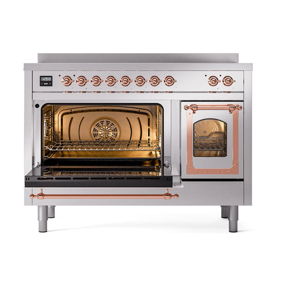 Ilve UNI486NMPSSP Ilve Uni486Nmpssp Nostalgie Ii Noblesse 48" Induction Range (Triple Glass Door, Stainless Steel, Copper) - Image 4