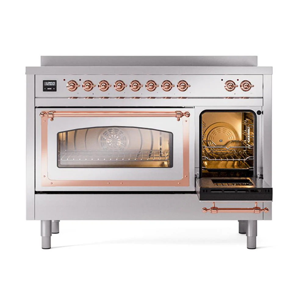 Ilve UNI486NMPSSP Ilve Uni486Nmpssp Nostalgie Ii Noblesse 48" Induction Range (Triple Glass Door, Stainless Steel, Copper) - Image 5