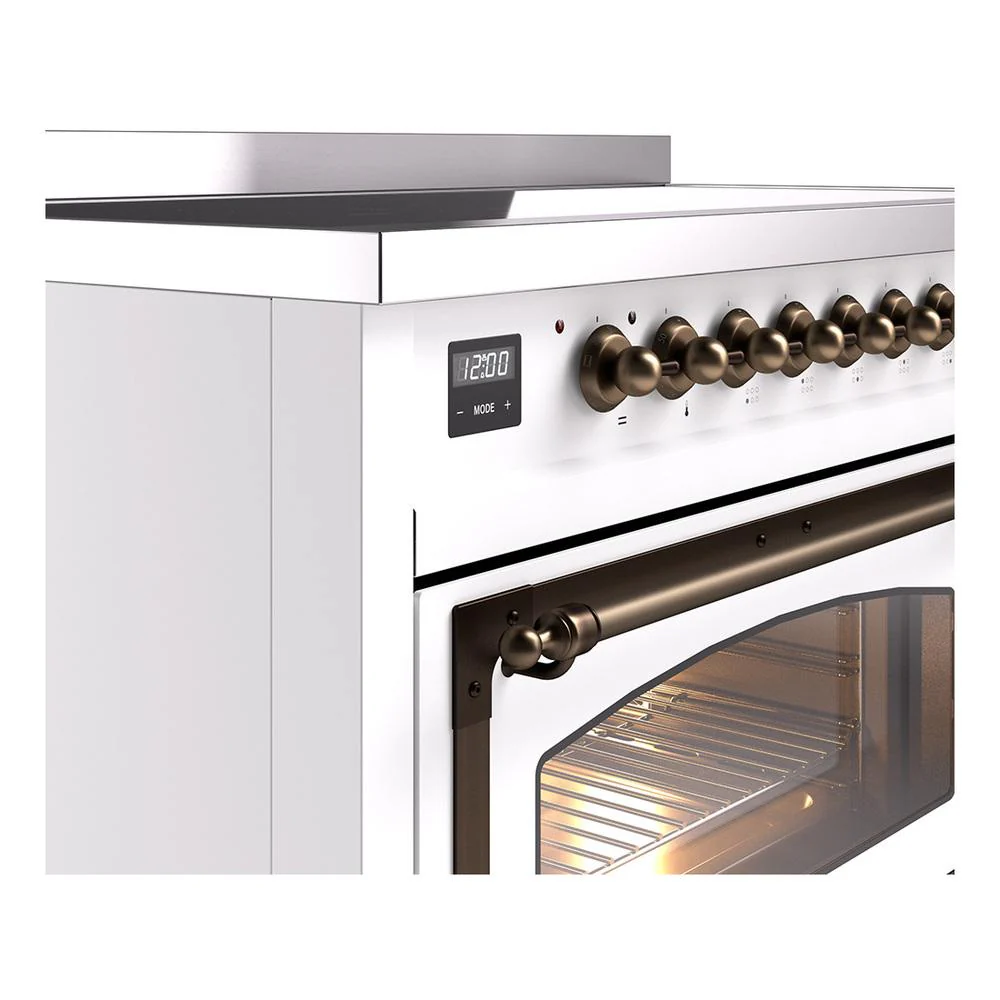 Ilve UNI486NMPWHB Ilve Uni486Nmpwhb Nostalgie Ii Noblesse 48" Induction Range (Triple Glass Door, White, Burnished) - Image 7
