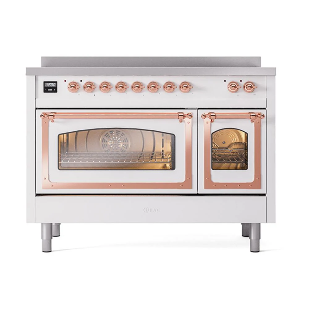 Ilve UNI486NMPWHP Ilve Uni486Nmpwhp Nostalgie Ii Noblesse 48" Induction Range (Triple Glass Door, White, Copper) - Image 2