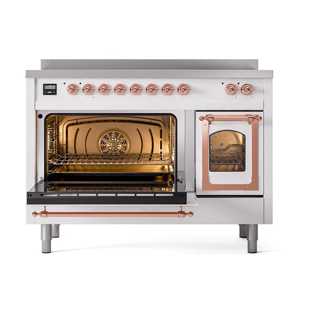 Ilve UNI486NMPWHP Ilve Uni486Nmpwhp Nostalgie Ii Noblesse 48" Induction Range (Triple Glass Door, White, Copper) - Image 4