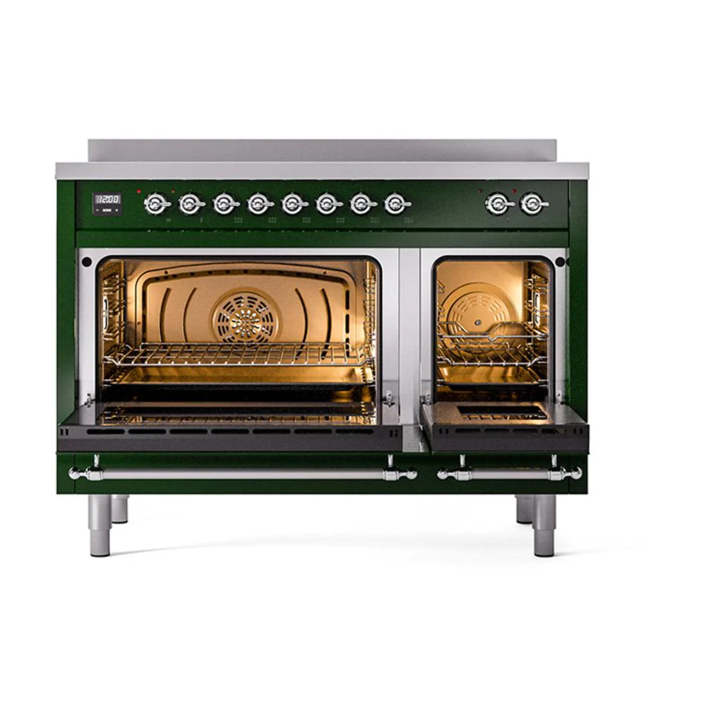 Ilve UNI486QNMPEGC Ilve Uni486Qnmpegc Nostalgie Ii Noblesse 48" Induction Range (Solid Door, Emerald Green, Chrome) - Image 2