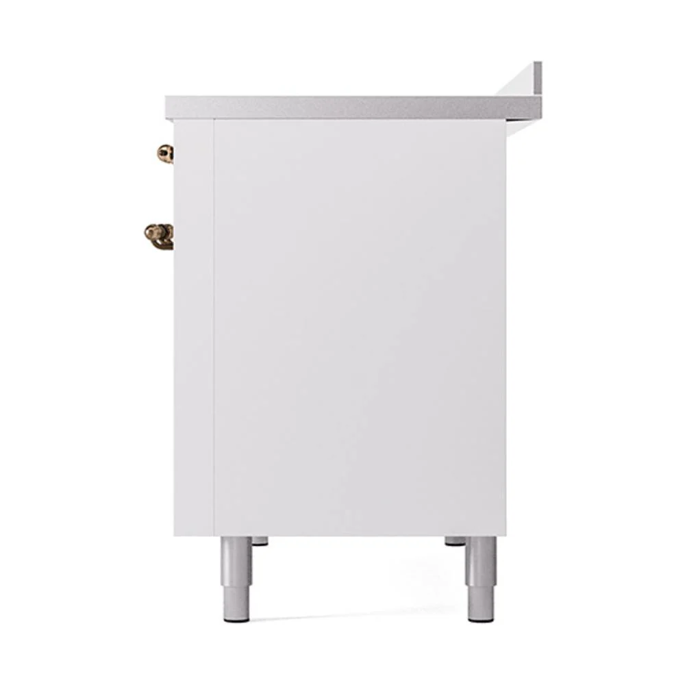 Ilve UNI486QNMPWHB Ilve Uni486Qnmpwhb Nostalgie Ii Noblesse 48" Induction Range (Solid Door, White, Burnished) - Image 5