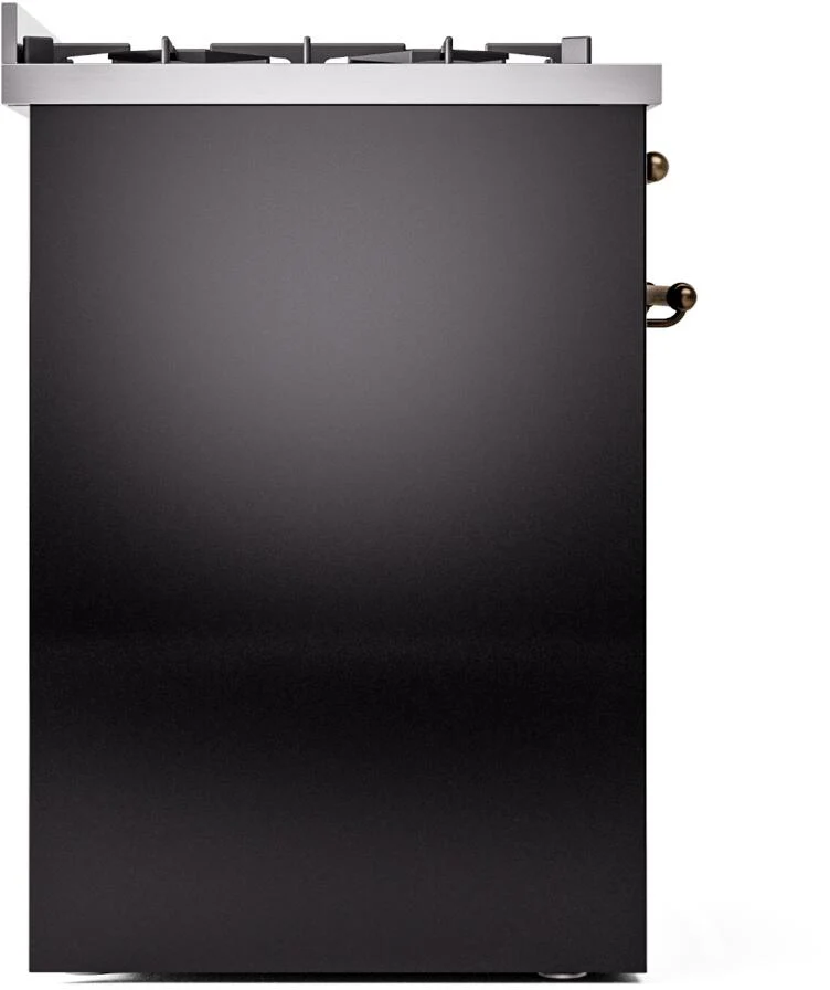 Ilve UP30NMPBKB Nostalgie Ii 30 Inch Dual Fuel Natural Gas Freestanding Range In Glossy Black With Bronze Trim - Image 7
