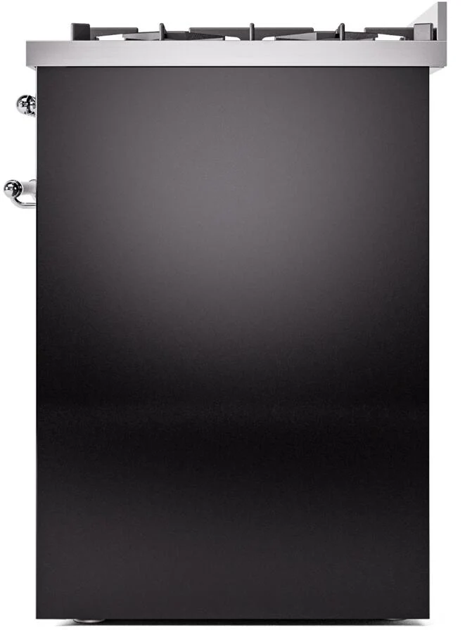 Ilve UP30NMPBKC Nostalgie Ii 30 Inch Dual Fuel Natural Gas Freestanding Range In Glossy Black With Chrome Trim - Image 6