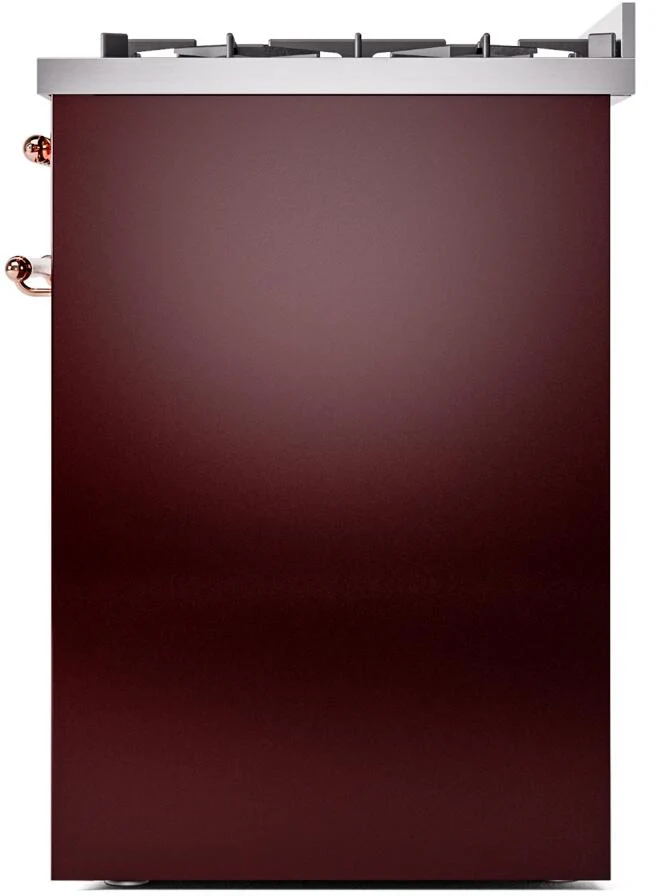 Ilve UP30NMPBUPLP Nostalgie Ii 30 Inch Dual Fuel Liquid Propane Freestanding Range In Burgundy With Copper Trim - Image 7