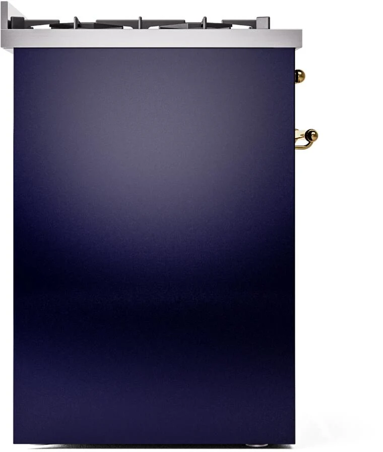 Ilve UP30NMPMBG Nostalgie Ii 30 Inch Dual Fuel Natural Gas Freestanding Range In Blue With Brass Trim - Image 6