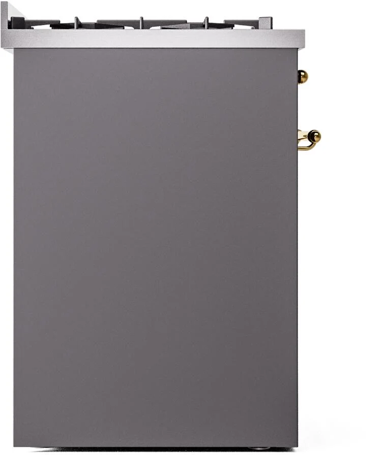 Ilve UP30NMPMGG Nostalgie Ii 30 Inch Dual Fuel Natural Gas Freestanding Range In Matte Graphite With Brass Trim - Image 6