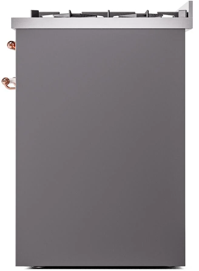 Ilve UP30NMPMGPLP Nostalgie Ii 30 Inch Dual Fuel Liquid Propane Freestanding Range In Matte Graphite With Copper Trim - Image 7