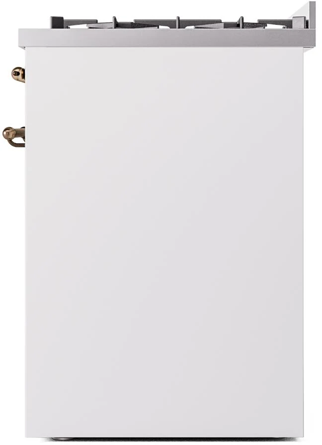 Ilve UP30NMPWHB Nostalgie Ii 30 Inch Dual Fuel Natural Gas Freestanding Range In White With Bronze Trim - Image 6