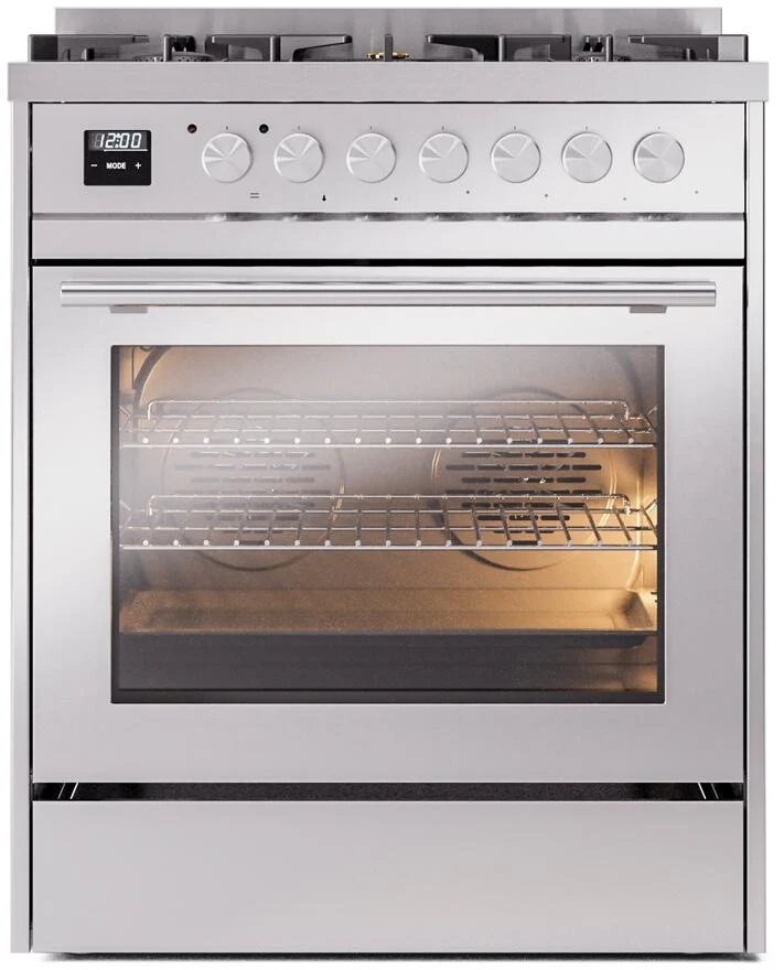 Ilve UP30WMPSSLP Professional Plus Ii 30 Inch Dual Fuel Liquid Propane Freestanding Range In Stainless Steel With Trim - Image 2