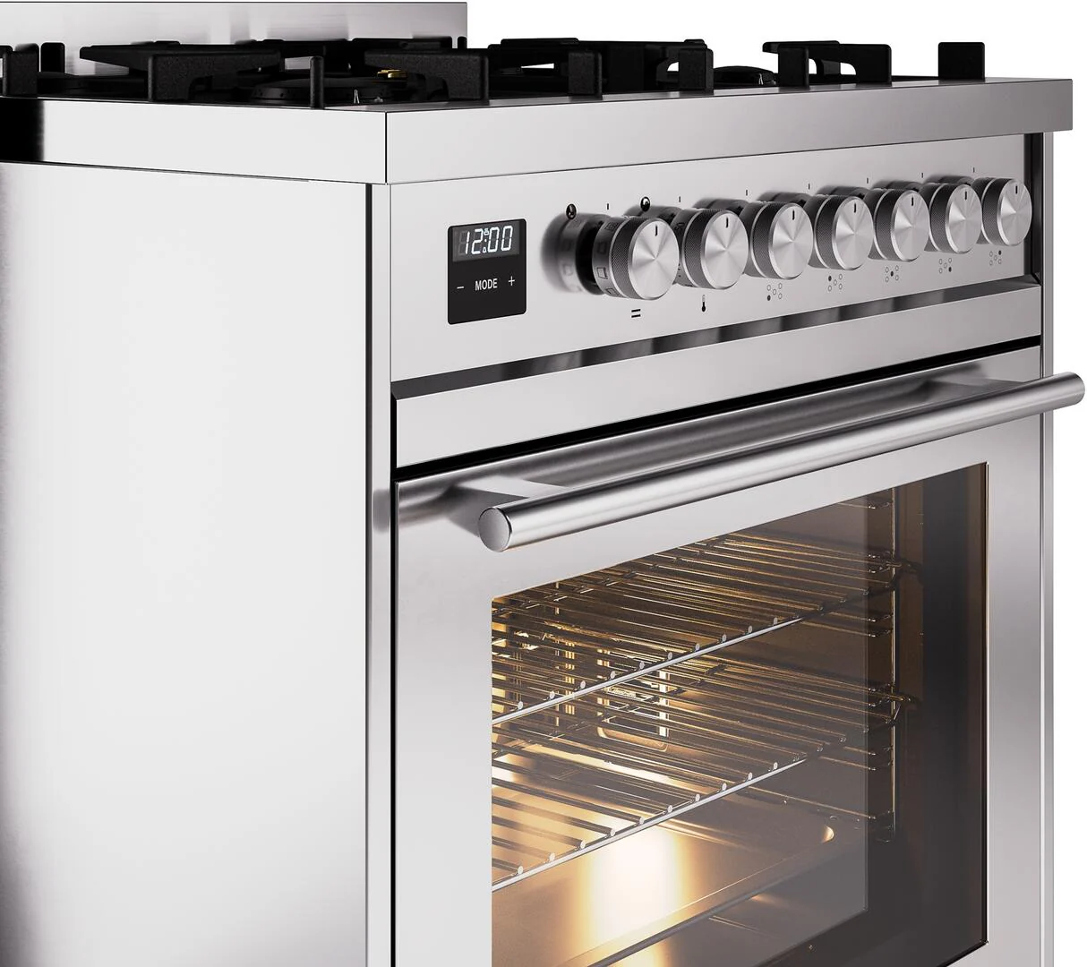 Ilve UP30WMPSSLP Professional Plus Ii 30 Inch Dual Fuel Liquid Propane Freestanding Range In Stainless Steel With Trim - Image 5