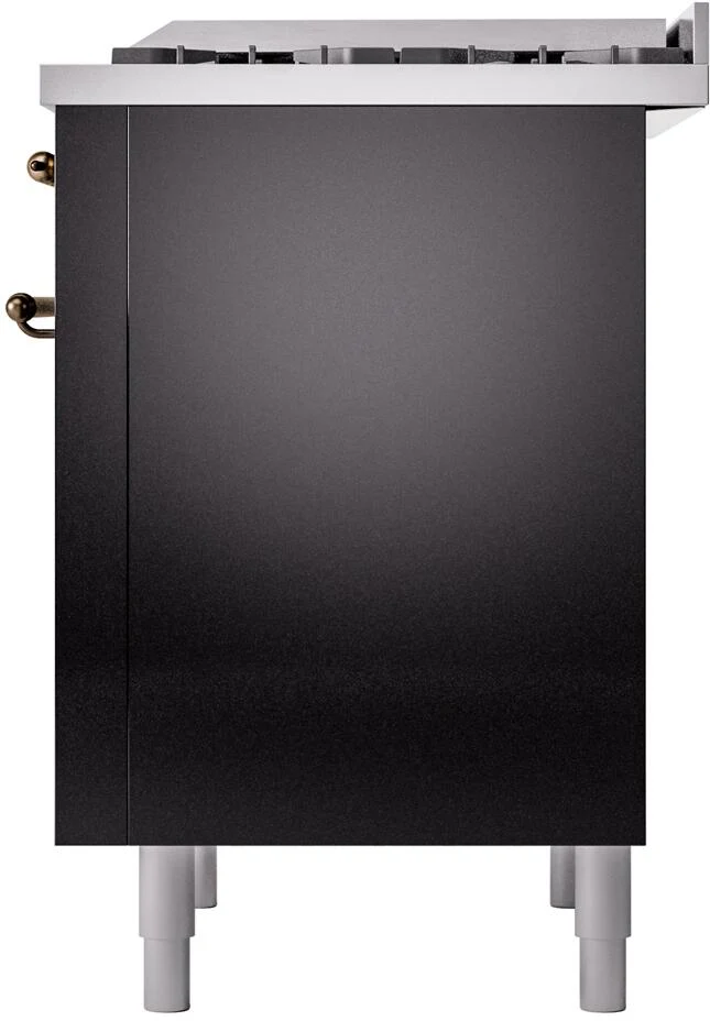 Ilve UP36FNMPBKBLP Nostalgie Ii 36 Inch Dual Fuel Liquid Propane Freestanding Range In Glossy Black With Bronze Trim - Image 7