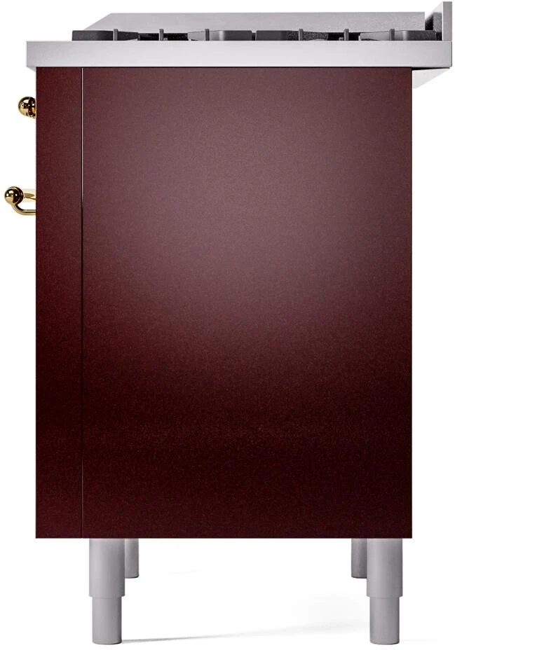 Ilve UP36FNMPBUGLP Nostalgie Ii 36 Inch Dual Fuel Liquid Propane Freestanding Range In Burgundy With Brass Trim - Image 7