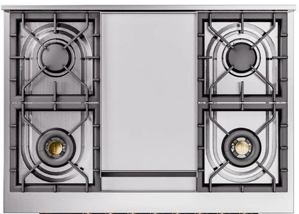 Ilve UP36FQNMPWHGLP Nostalgie Ii 36 Inch Dual Fuel Liquid Propane Freestanding Range In White With Brass Trim - Image 2