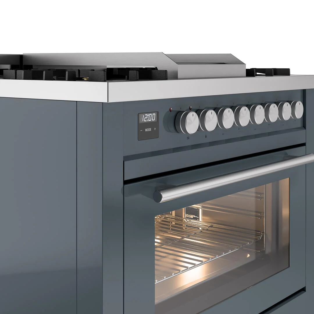 Ilve UP36FWMPBG Professional Plus Ii 36 Inch Dual Fuel Natural Gas Freestanding Range In Blue Grey With Trim - Image 5