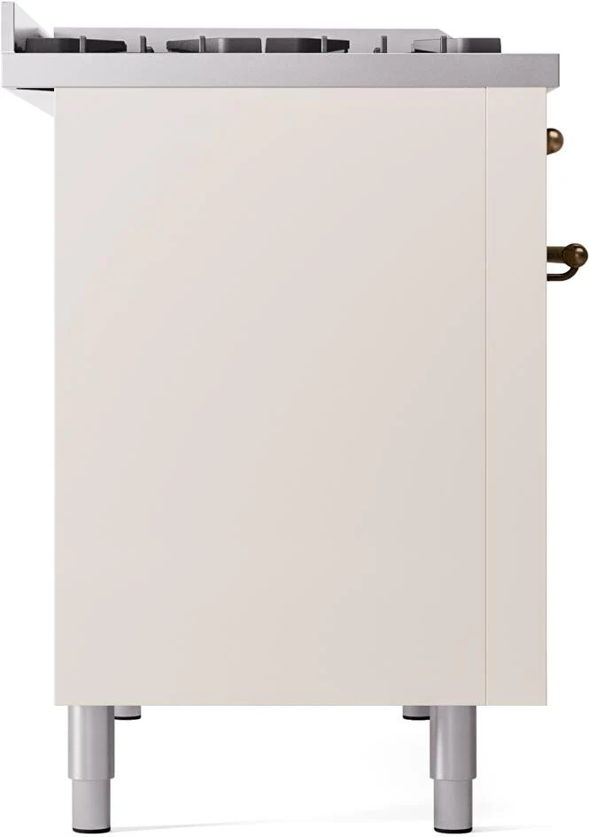 Ilve UP48FNMPAWBLP Nostalgie Ii 48 Inch Dual Fuel Liquid Propane Freestanding Range In Antique White With Bronze Trim - Image 8