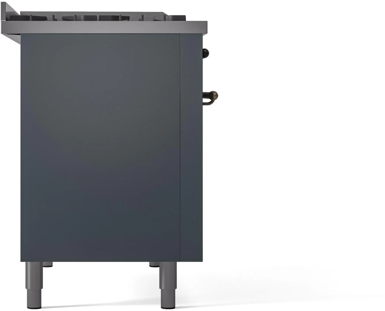 Ilve UP48FNMPBGB Nostalgie Ii 48 Inch Dual Fuel Natural Gas Freestanding Range In Blue Grey With Bronze Trim - Image 7