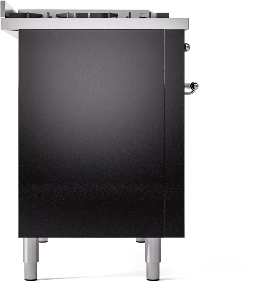 Ilve UP48FNMPBKCLP Nostalgie Ii 48 Inch Dual Fuel Liquid Propane Freestanding Range In Glossy Black With Chrome Trim - Image 8