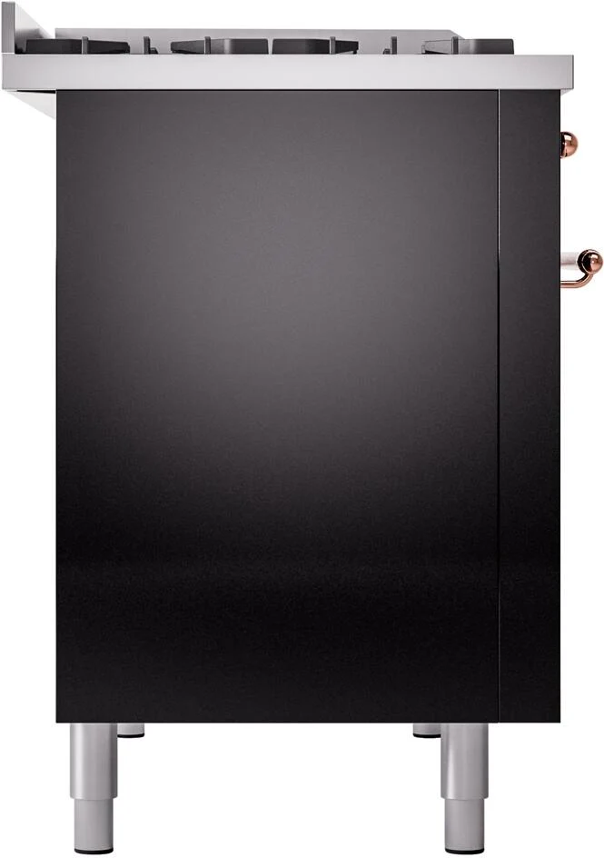 Ilve UP48FNMPBKPLP Nostalgie Ii 48 Inch Dual Fuel Liquid Propane Freestanding Range In Glossy Black With Copper Trim - Image 8