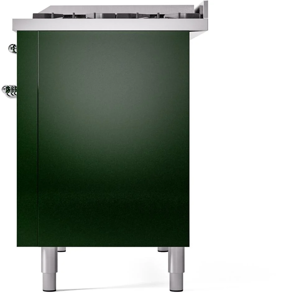 Ilve UP48FNMPEGCLP Nostalgie Ii 48 Inch Dual Fuel Liquid Propane Freestanding Range In Emerald Green With Chrome Trim - Image 9