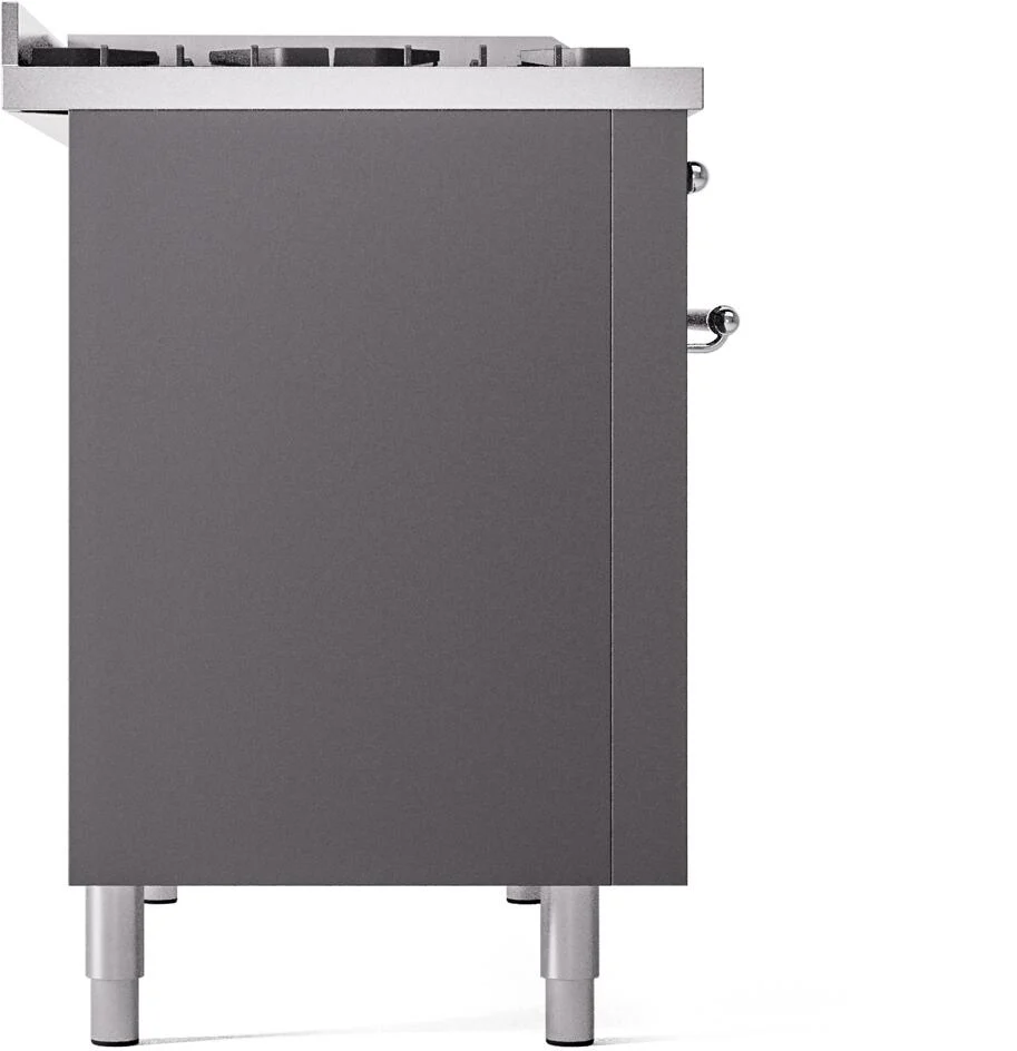 Ilve UP48FNMPMGCLP Nostalgie Ii 48 Inch Dual Fuel Liquid Propane Freestanding Range In Matte Graphite With Chrome Trim - Image 8