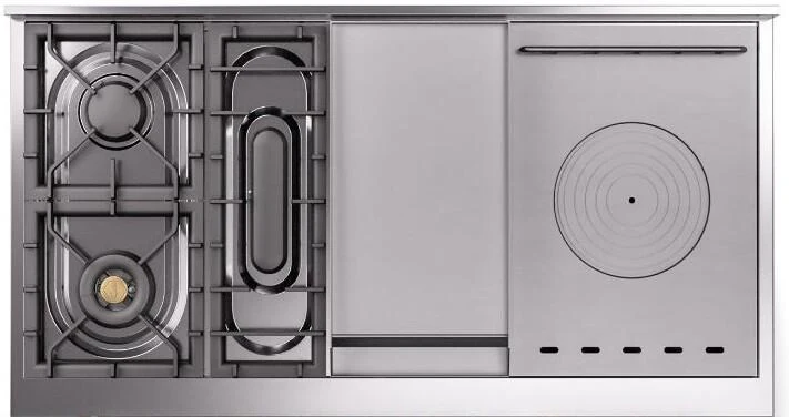 Ilve UP48FSNMPSSG Nostalgie Ii 48 Inch Dual Fuel Natural Gas Freestanding Range In Stainless Steel With Brass Trim - Image 8