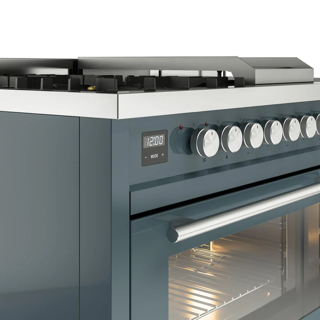 Ilve UP48FSWMPBG Professional Plus Ii 48 Inch Dual Fuel Natural Gas Freestanding Range In Blue Grey With Trim - Image 7