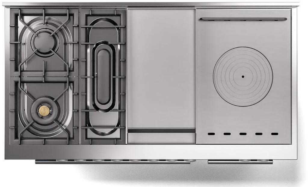 Ilve UP48FSWMPBG Professional Plus Ii 48 Inch Dual Fuel Natural Gas Freestanding Range In Blue Grey With Trim - Image 8
