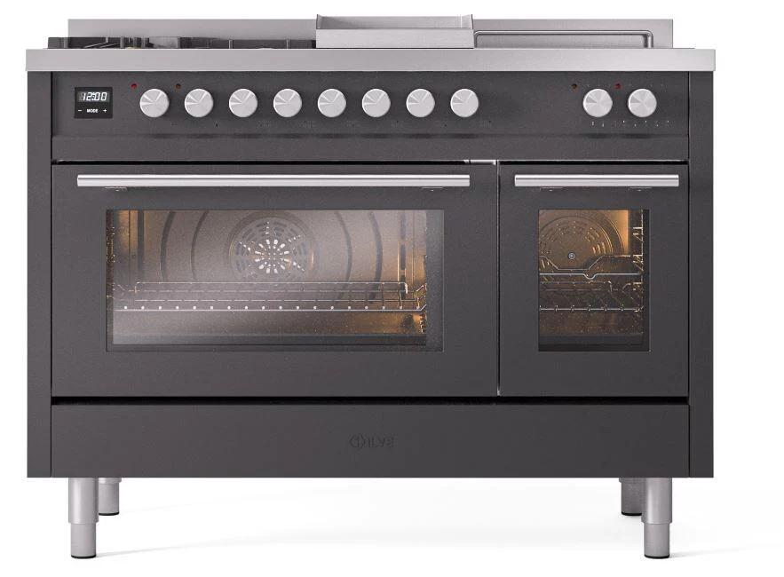 Ilve UP48FSWMPMG Professional Plus Ii 48 Inch Dual Fuel Natural Gas Freestanding Range In Matte Graphite With Trim - Image 2