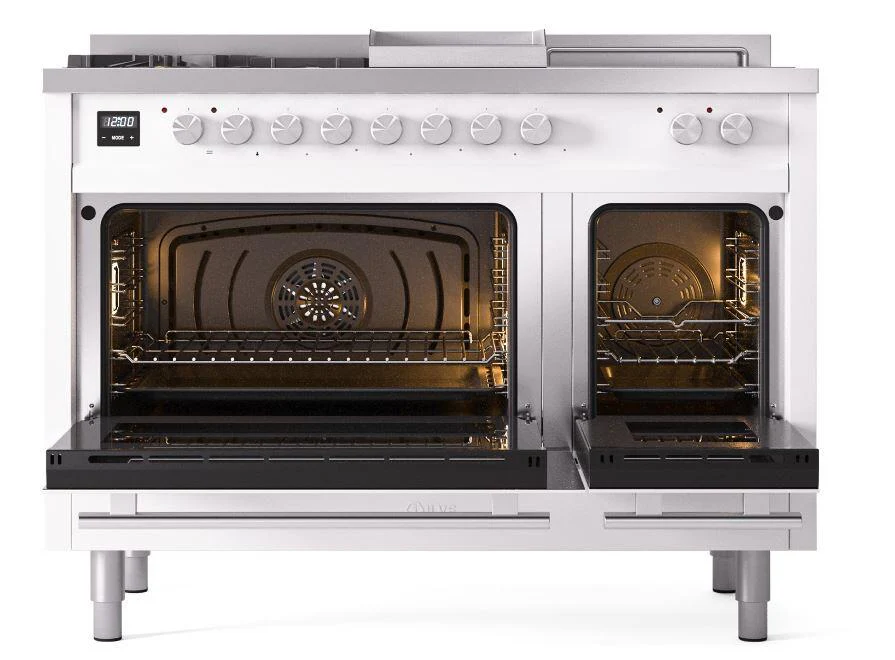 Ilve UP48FSWMPWHLP Professional Plus Ii 48 Inch Dual Fuel Liquid Propane Freestanding Range In White With Trim - Image 5