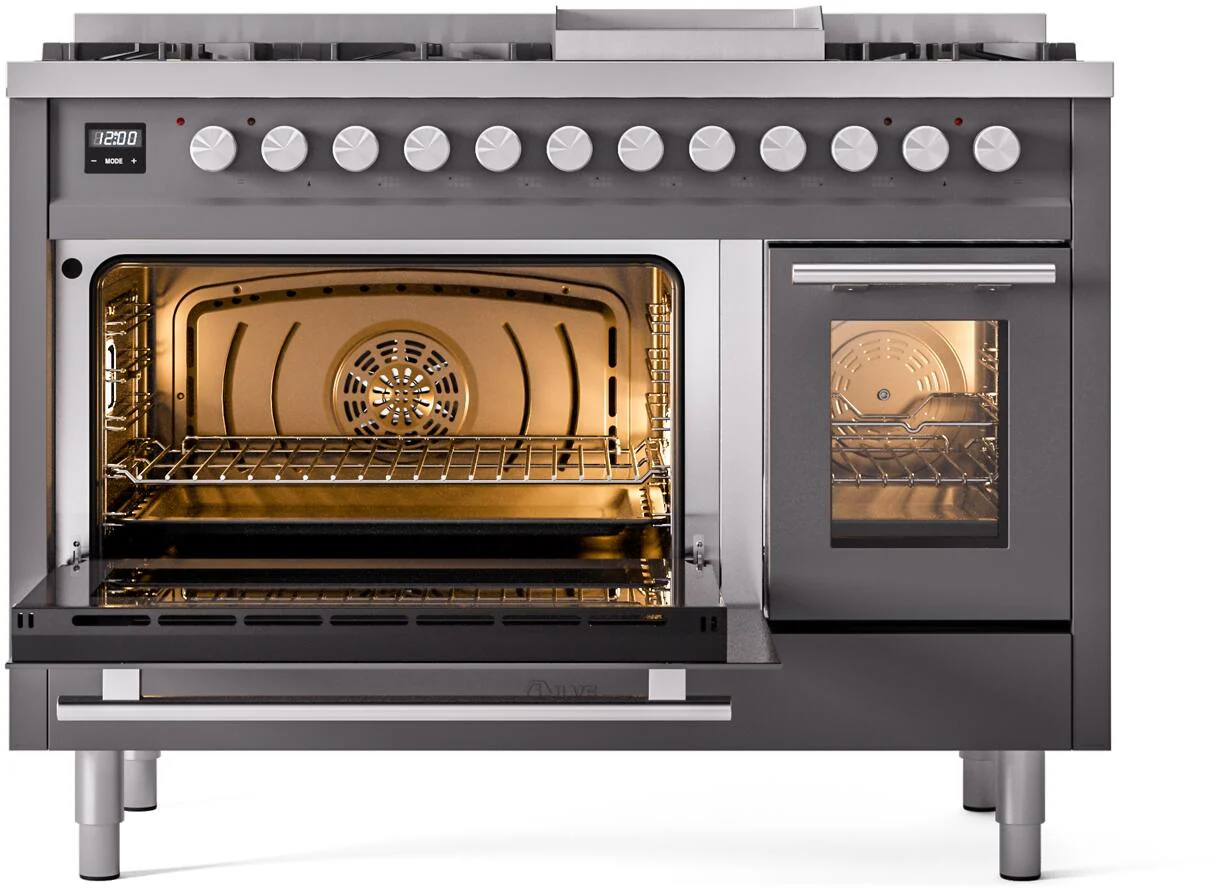 Ilve UP48FWMPMG Professional Plus Ii 48 Inch Dual Fuel Natural Gas Freestanding Range In Matte Graphite With Trim - Image 4