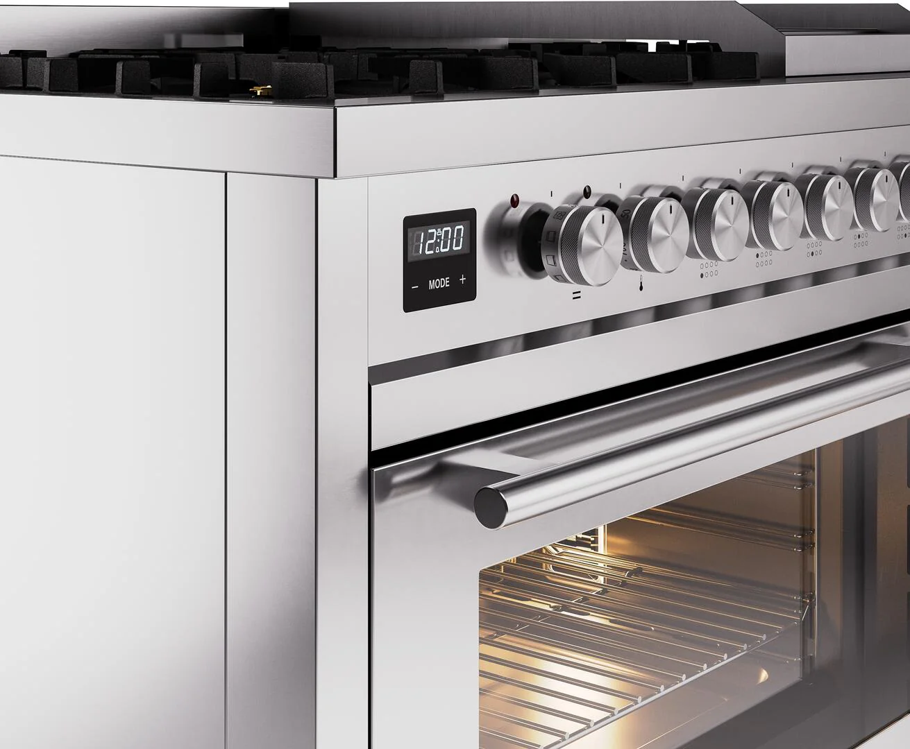 Ilve UP48FWMPSSLP Professional Plus Ii 48 Inch Dual Fuel Liquid Propane Freestanding Range In Stainless Steel With Trim - Image 7
