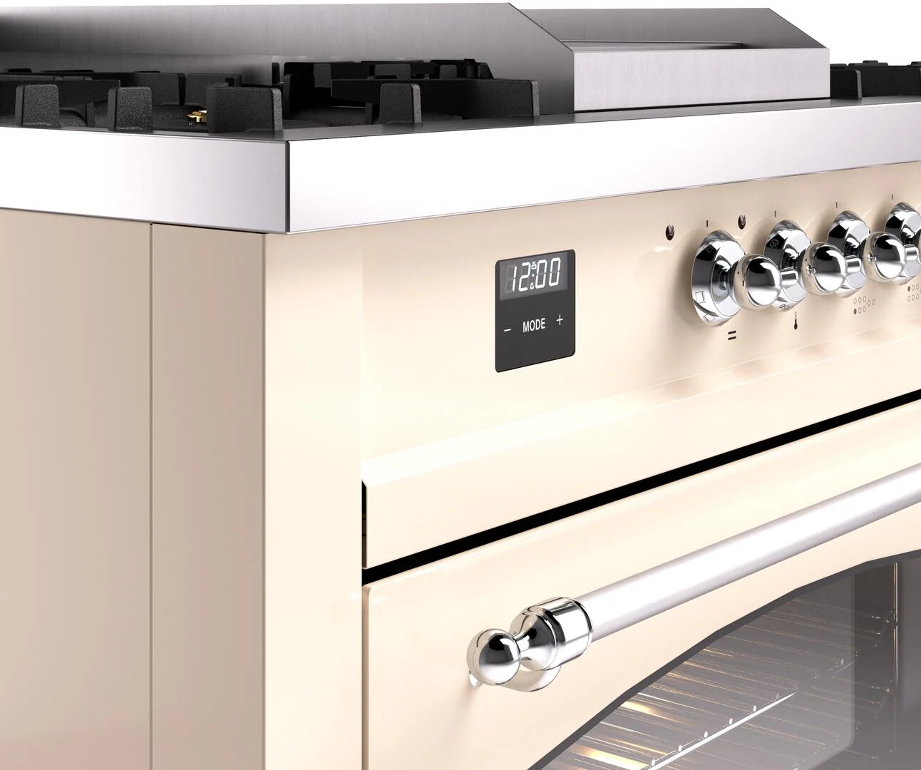 Ilve UP60FSNMPAWC Nostalgie Ii 60 Inch Dual Fuel Natural Gas Freestanding Range In Antique White With Chrome Trim - Image 7