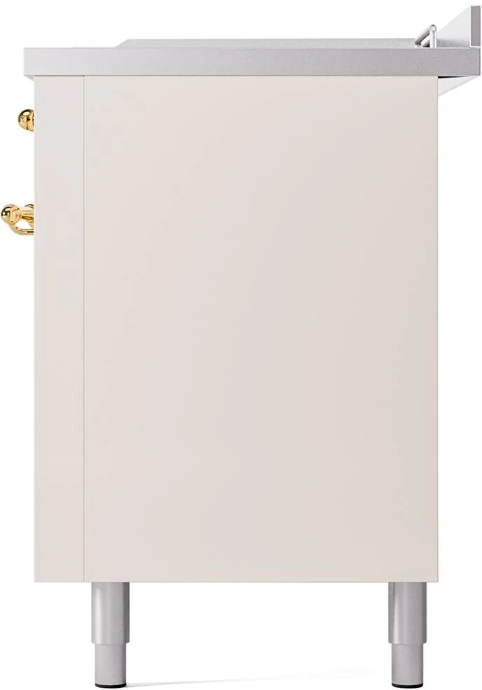 Ilve UP60FSNMPAWG Nostalgie Ii 60 Inch Dual Fuel Natural Gas Freestanding Range In Antique White With Brass Trim - Image 9